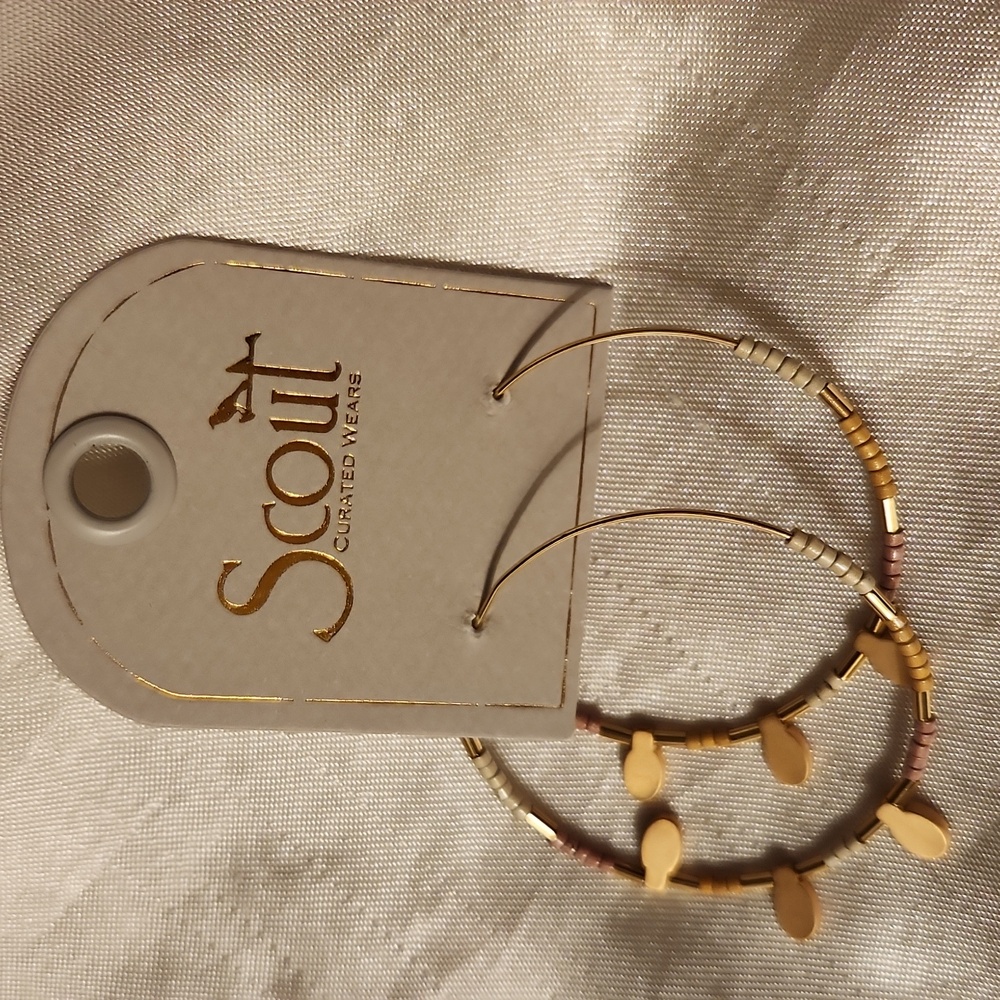 Scout Gold Beaded Hoop Earrings NWT